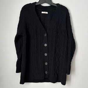 Black Cable Knit Cardigan Sweater size L